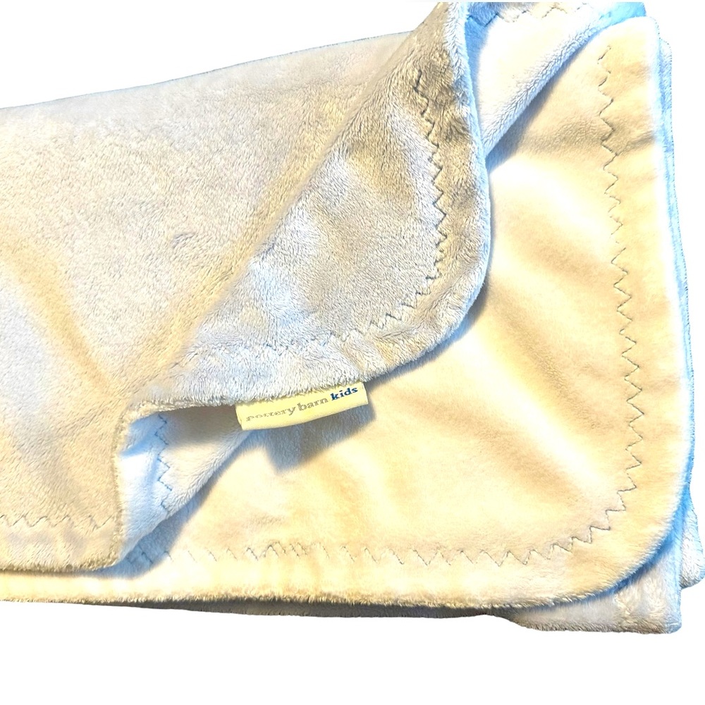 🔥POTTERY BARN KIDS Soft Velour Light Blue Infant Baby Blank…